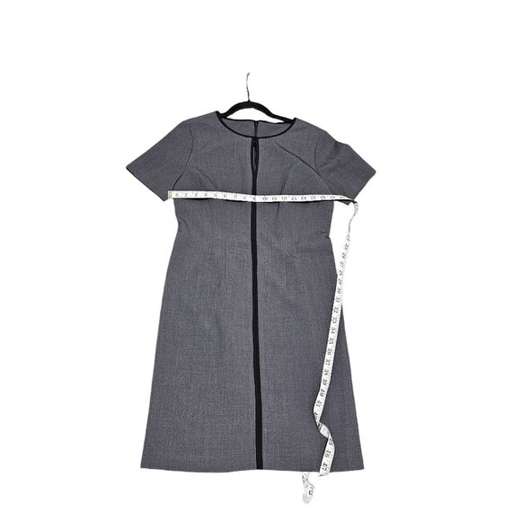 Elie Tahari Gray Sheath Dress Womens Size 8 Short Sleeve Polyester Blend Back Zi - Picture 12 of 12